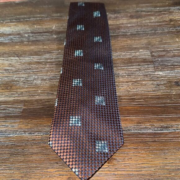 Ermenegildo Zegna Bronze/Blue Pattern Silk Tie - Picture 2 of 5